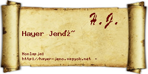 Hayer Jenő névjegykártya